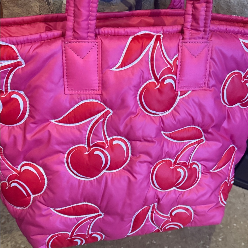 Like New - Sincerely Jules - Vibrant Hot Pink Cherry Tote with zip closure